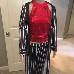 NWOT 2 pc pants set black & white M